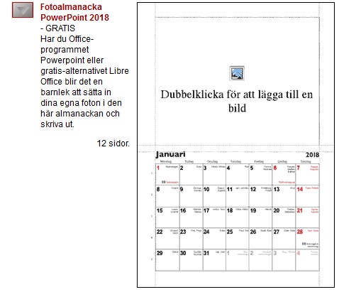 gratis almanacka
