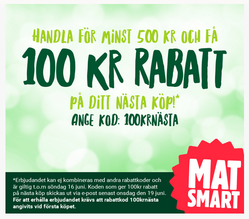 Rabattkod 100 kr MatSmart